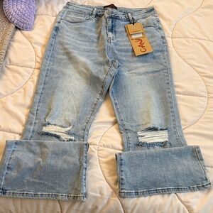 Carmar Light Blue Distressed Bell Bottom Jeans